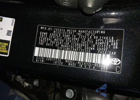 2022 Toyota Corolla Se from USA, damaged, VIN 5YFS4MCE8NP135350